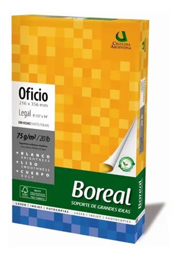RESMA BOREAL OFICIO LEGAL 75GR 21,6X35,5 CM BLANCA