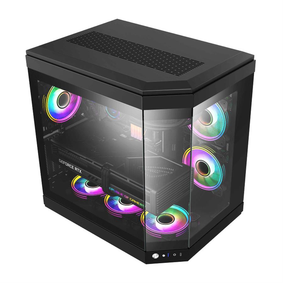 GameMax HYPE Mid-Tower ATX Caja para PC con Vidrio Templado, 3 Ventiladores ARGB